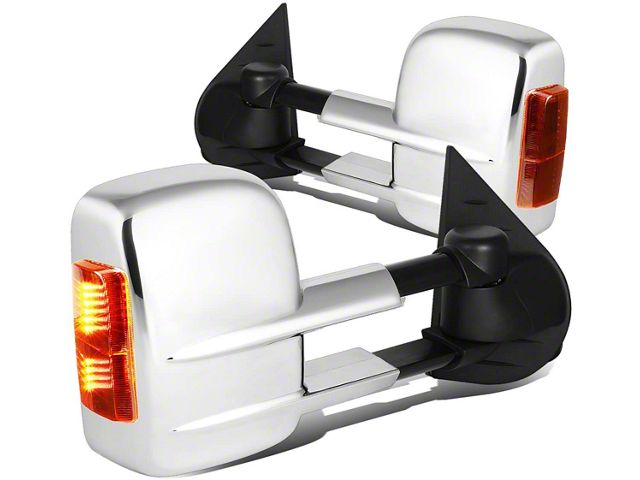 Towing Mirror; Manual; With Amber LED Signal; Chrome; Pair (07-13 Sierra 2500 HD)