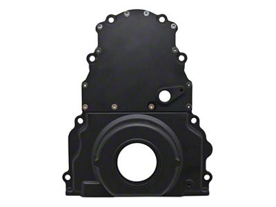 Two-Piece Timing Cover with Cam Sensor Hole; Black (07-14 6.0L Sierra 2500 HD)