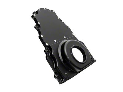 Two-Piece Timing Cover without Cam Sensor Hole; Black (01-06 Sierra 2500 HD)