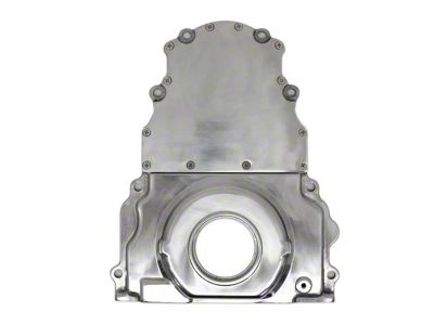 Two-Piece Timing Cover without Cam Sensor Hole; Polished (01-06 Sierra 2500 HD)