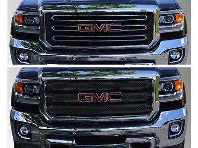 Upper Grille Overlay; Gloss Black (15-19 Sierra 2500 HD)