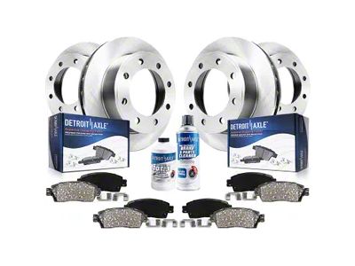 Vented 8-Lug Brake Rotor, Pad, Brake Fluid and Cleaner Kit; Front and Rear (07-10 Sierra 2500 HD)