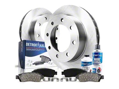 Vented 8-Lug Brake Rotor, Pad, Brake Fluid and Cleaner Kit; Rear (07-10 Sierra 2500 HD)