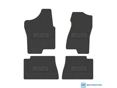 Vintage Rubber Style Front and Rear Floor Mats with 4x4 Logo; Black (01-06 Sierra 2500 HD)