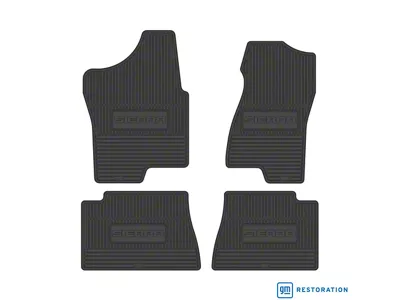 Vintage Rubber Style Front and Rear Floor Mats with Sierra Logo; Black (02-06 Sierra 2500 HD)