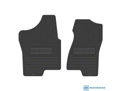 Vintage Rubber Style Front Floor Mats with Sierra Logo; Black (02-06 Sierra 2500 HD)