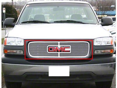Wire Mesh Upper Overlay Grille; Polished (01-02 Sierra 2500 HD)