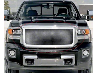 Wire Mesh Upper Replacement Grille; Polished (15-19 Sierra 2500 HD)