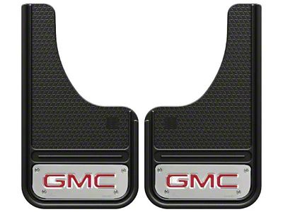 10-Inch x 18-Inch Mud Flaps with Mini Red GMC Logo; Front or Rear (Universal; Some Adaptation May Be Required)