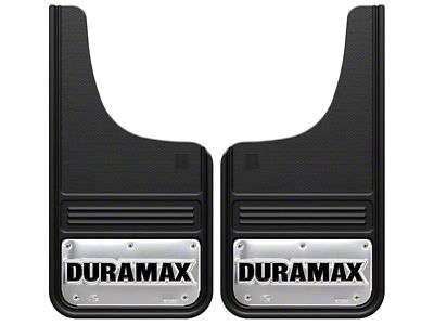 12-Inch x 23-Inch Mud Flaps with Duramax Logo; Front or Rear (Universal; Some Adaptation May Be Required)