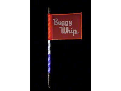 2-Foot Bright RWB LED Whip with 10-Inch x 12-Inch Red Buggy Whip Flag; Quick Release Base (Universal; Some Adaptation May Be Required)