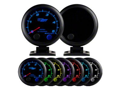 3-3/4-Inch On-Dash Diesel Tachometer Gauge; Tinted 7 Color (Universal; Some Adaptation May Be Required)