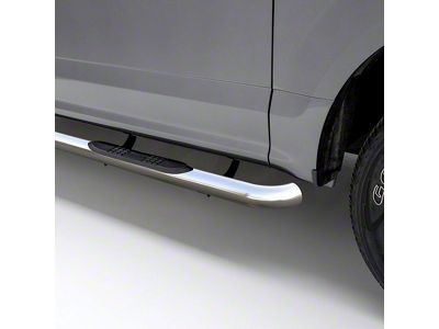 3-Inch Round Side Step Bars; Polished Stainless (07-19 Sierra 3500 HD Crew Cab)