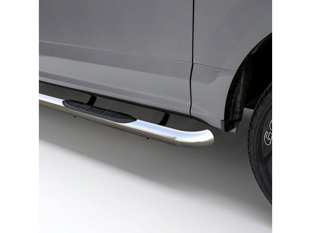 3-Inch Round Side Step Bars; Polished Stainless (07-19 Sierra 3500 HD Extended/Double Cab)