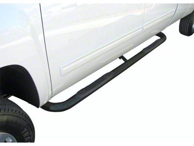 3-Inch Round Side Step Bars; Rocker Mount; Black (07-19 Sierra 3500 HD Extended/Double Cab)