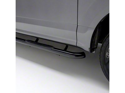 3-Inch Stainless Round Side Step Bars; Black (07-19 Sierra 3500 HD Extended/Double Cab)
