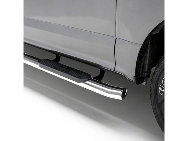 4-Inch Oval Side Step Bars; Stainless Steel (07-19 Sierra 3500 HD Extended/Double Cab)