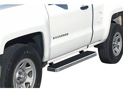 5-Inch iStep Running Boards; Hairline Silver (07-14 Sierra 3500 HD Regular Cab)