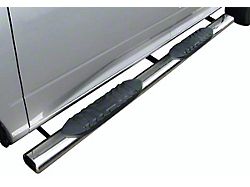 5-Inch Straight Oval Side Step Bars; Rocker Mount; Stainless Steel (07-19 Sierra 3500 HD Crew Cab)