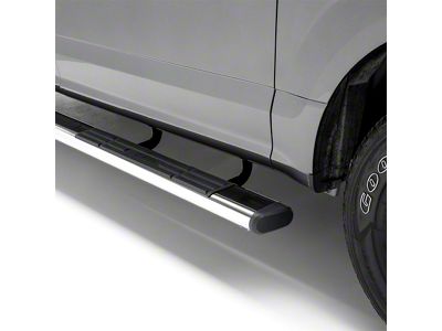 6-Inch Oval Side Step Bars; Polished Stainless (07-19 6.6L Duramax Sierra 3500 HD Crew Cab)