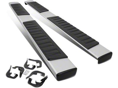6.25-Inch Running Boards; Silver (07-19 Sierra 3500 HD Extended/Double Cab)