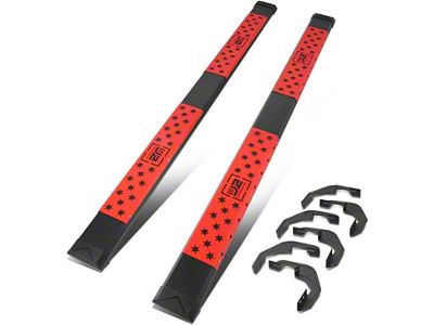 6.50-Inch Flat Step Bar Running Boards; Black/Red (07-19 Sierra 3500 HD Extended/Double Cab)
