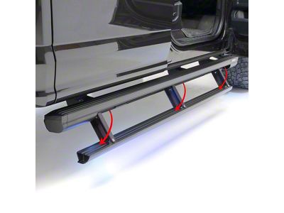 ActionTrac Powered Running Boards; Carbide Black (20-24 Sierra 3500 HD Crew Cab)