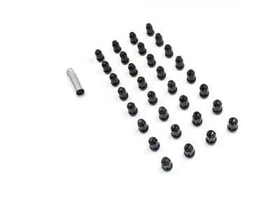 Black 6-Spline Lug Nut Kit; 14mm x 1.5; Set of 32 (07-24 Sierra 3500 HD SRW)