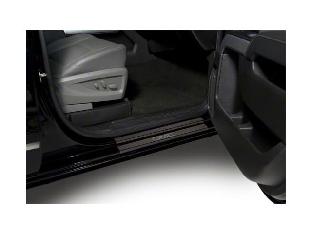 Putco Black Platinum Door Sills with GMC Logo (15-19 Sierra 3500 HD Regular Cab)