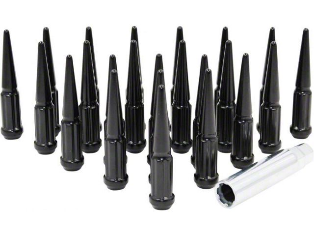 Black Spike Lug Nut Kit; 14mm x 1.5; Set of 32 (07-24 Sierra 3500 HD)