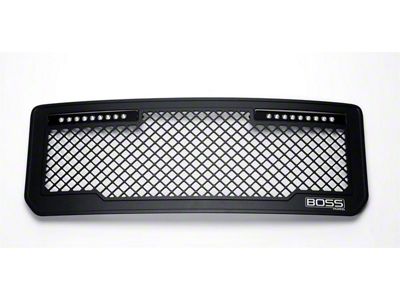 Putco Boss Mesh Upper Grille Insert with 10-Inch LED Light Bars; Black (15-19 Sierra 3500 HD)