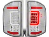 C-Bar LED Tail Lights; Chrome Housing; Clear Lens (07-14 Sierra 3500 HD DRW)
