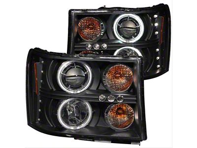 CCFL Halo Projector Headlights; Black Housing; Clear Lens (07-14 Sierra 3500 HD)