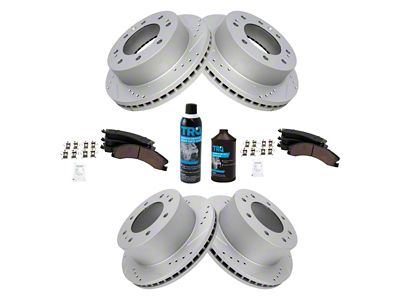 Ceramic Performance 8-Lug Brake Rotor, Pad, Brake Fluid and Cleaner Kit; Front and Rear (11-19 Sierra 3500 HD SRW)