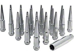 Chrome Spike Lug Nut Kit; 14mm x 1.5; Set of 32 (07-24 Sierra 3500 HD)