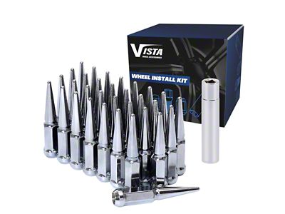 Chrome Spike Lug Nuts; M14x1.5; Set of 32 (01-26 Sierra 3500 HD)