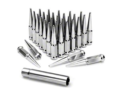 Chrome Spiked Lug Nuts; M14x1.5; Set of 32 (07-25 Sierra 3500 HD)
