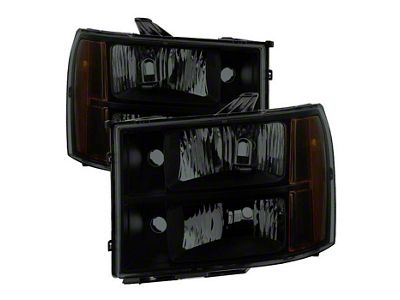 Crystal Headlights; Black Housing; Smoked Lens (07-14 Sierra 3500 HD)