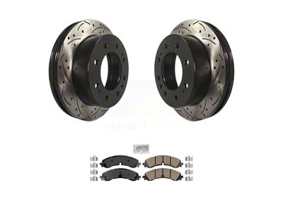 Drilled and Slotted 8-Lug Brake Rotor and Ceramic Pad Kit; Front (20-25 Sierra 3500 HD)