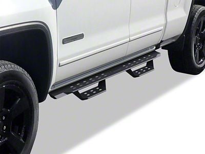 Drop Down Style Nerf Side Step Bars; Matte Black (07-19 Sierra 3500 HD Extended/Double Cab)