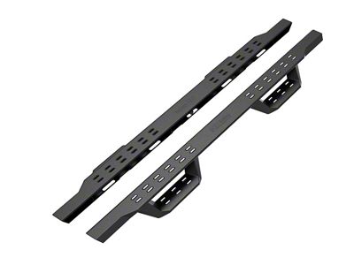 Drop Style Door to Door Nerf Side Step Bars; Black (20-24 Sierra 3500 HD Double Cab)