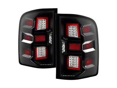 Full LED Tail Lights; Black Housing; Clear Lens (07-14 Sierra 3500 HD DRW)