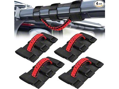 Grab Handles for 2 to 4-Inch Roll Bar Mount; Black/Red (Universal; Some Adaptation May Be Required)