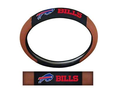 Grip Steering Wheel Cover with Buffalo Bills Logo; Tan and Black (Universal; Some Adaptation May Be Required)