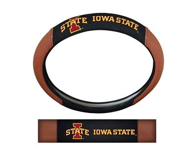 Grip Steering Wheel Cover with Iowa State University Logo; Tan and Black (Universal; Some Adaptation May Be Required)