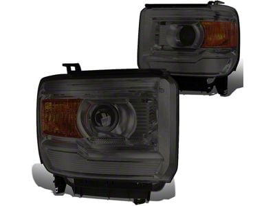 Projector Headlights with Amber Corner Lights; Chrome Housing; Smoked Lens (15-17 Sierra 3500 HD w/ Factory Halogen Headlights)