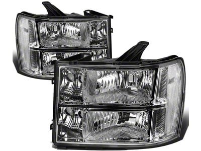 Headlights with Clear Corner Lights; Chrome Housing; Clear Lens (07-14 Sierra 3500 HD)