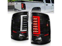 LED C-Bar Tail Lights; Black Housing; Clear Lens (07-14 Sierra 3500 HD SRW)