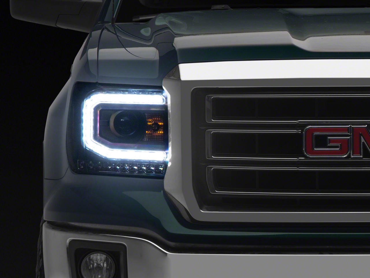 Sierra 3500 LED DRL Projector Headlights; Black Housing; Clear