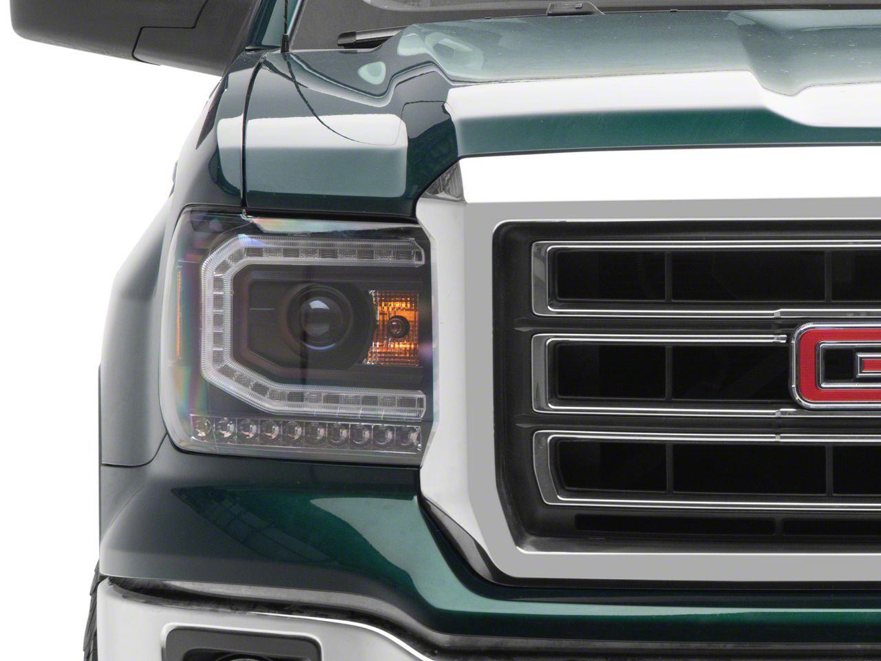 Sierra 3500 LED DRL Projector Headlights; Black Housing; Clear